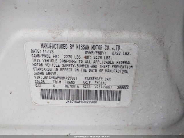 Продаж на аукціоні авто 2013 Infiniti G37 Journey, vin: JN1CV6AP9DM725661, номер лоту: 45069352