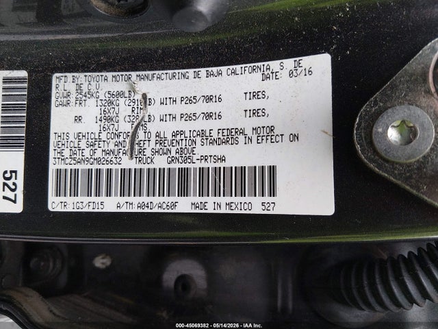 45069382 :رقم المزاد ، 3TMCZ5AN9GM026632 vin ، 2016 Toyota Tacoma Trd Off Road مزاد بيع