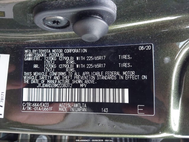 Aukcja sprzedaży 2021 Lexus Nx 300, vin: JTJDARDZ8M2238312, numer aukcji: 45069421