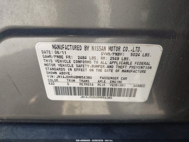 Продажа на аукционе авто 2011 Infiniti Ex35 Journey, vin: JN1AJ0HR4BM854380, номер лота: 45069485