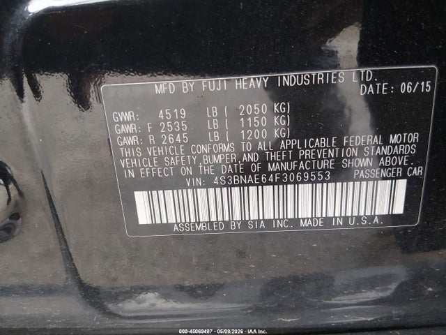 Продажа на аукционе авто 2015 Subaru Legacy 2.5i Premium, vin: 4S3BNAE64F3069553, номер лота: 45069487