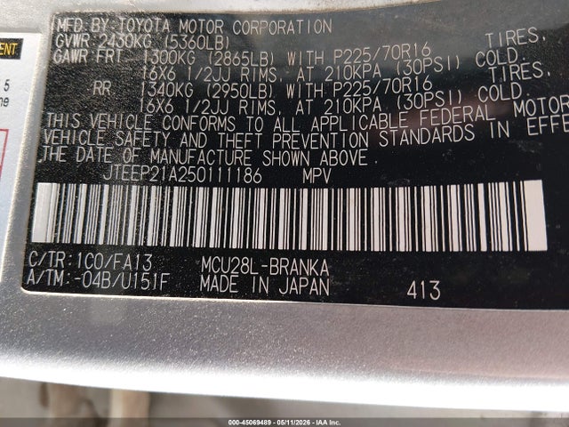 Aukcja sprzedaży 2005 Toyota Highlander V6, vin: JTEEP21A250111186, numer aukcji: 45069489