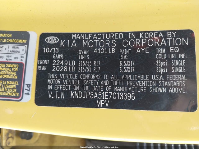 Aukcja sprzedaży 2014 Kia Soul +, vin: KNDJP3A51E7013396, numer aukcji: 45069547