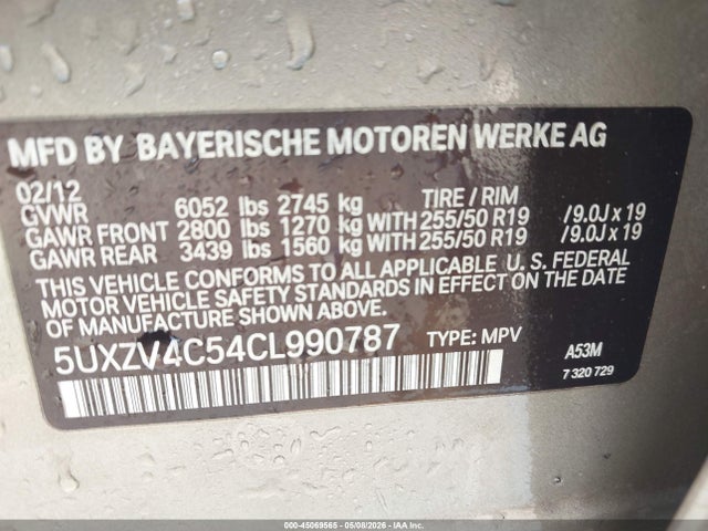 Продажа на аукционе авто 2012 Bmw X5 Xdrive35i/xdrive35i Premium/xdrive35i Sport Activity, vin: 5UXZV4C54CL990787, номер лота: 45069565