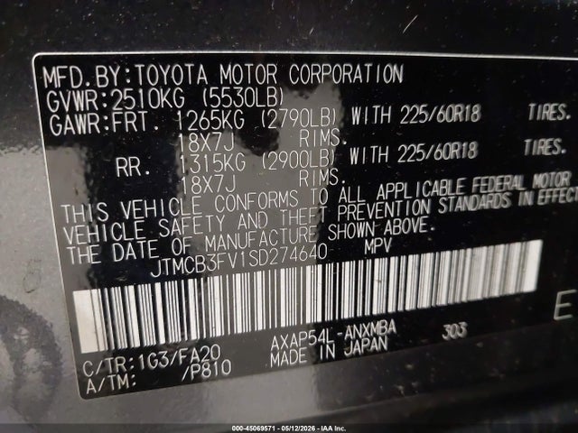 Aukcja sprzedaży 2025 Toyota Rav4 Plug-in Hybrid Se, vin: JTMCB3FV1SD274640, numer aukcji: 45069571