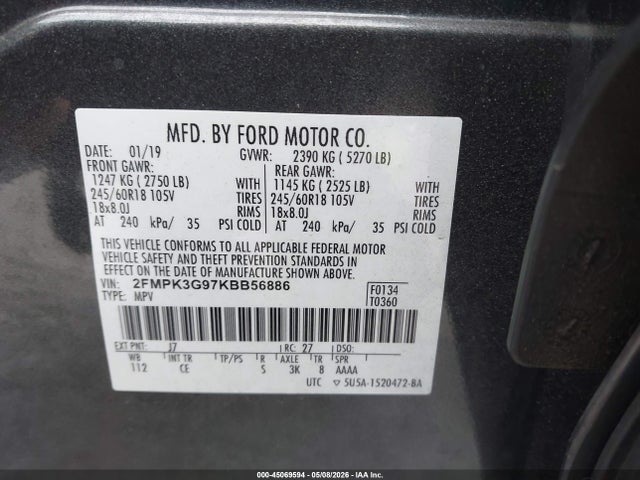 2FMPK3G97KBB56886 Ford EDGE SE