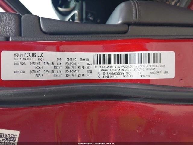 Продажа на аукционе авто 2015 Jeep Grand Cherokee Laredo, vin: 1C4RJFAG5FC918370, номер лота: 45069602