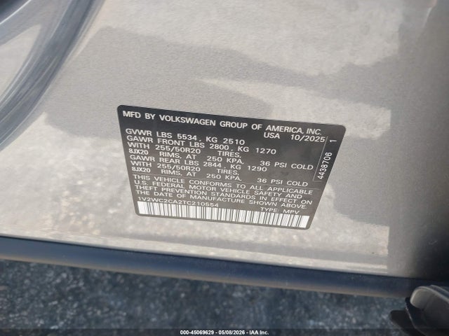 2026 Volkswagen Atlas Cross Sport Se With Technology მანქანა იყიდება აუქციონზე, vin: 1V2WC2CA2TC210554, აუქციონის ნომერი: 45069629