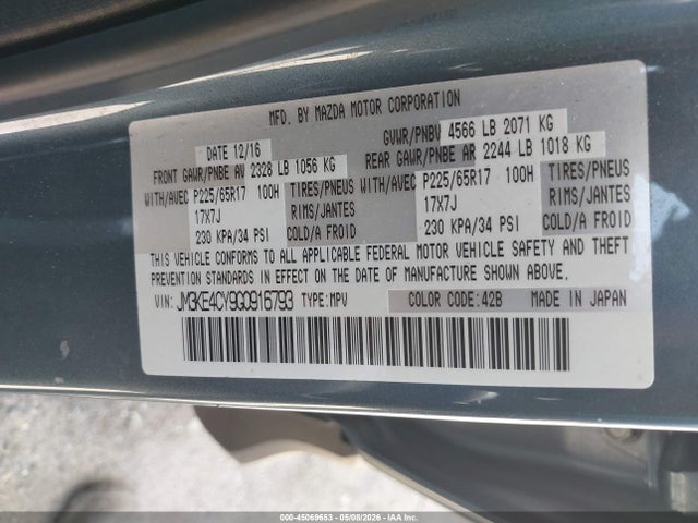 Aukcja sprzedaży 2016 Mazda Cx-5 Touring, vin: JM3KE4CY9G0916793, numer aukcji: 45069653