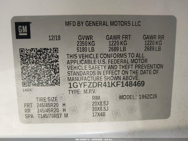 Продажа на аукционе авто 2019 Cadillac Xt4 Premium Luxury, vin: 1GYFZDR41KF148469, номер лота: 45069715