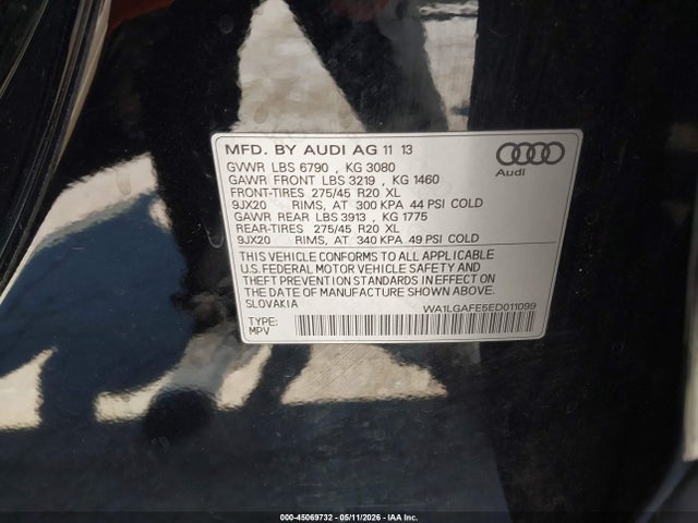 Продаж на аукціоні авто 2014 Audi Q7 3.0t Premium, vin: WA1LGAFE5ED011099, номер лоту: 45069732