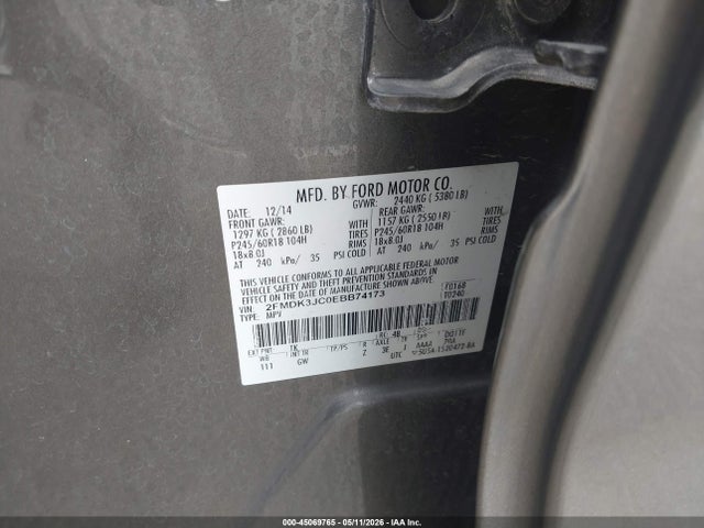 Ford EDGE SEL 2014 2FMDK3JC0EBB74173 Image 9