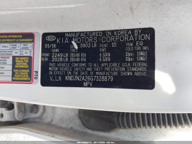 Продажа на аукционе авто 2016 Kia Soul, vin: KNDJN2A26G7328879, номер лота: 45069775