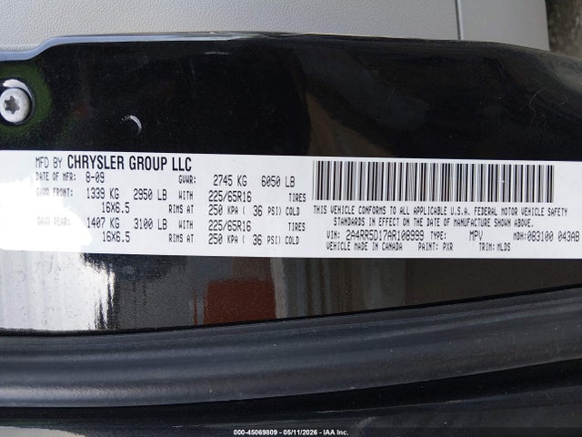 Продаж на аукціоні авто 2010 Chrysler Town & Country Touring, vin: 2A4RR5D17AR108999, номер лоту: 45069809