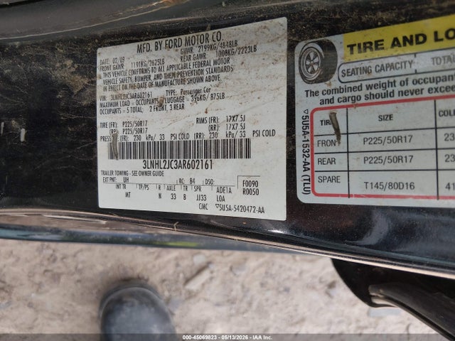 Aukcja sprzedaży 2010 Lincoln Mkz, vin: 3LNHL2JC3AR602161, numer aukcji: 45069823