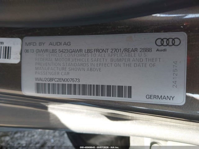 Aukcja sprzedaży 2014 Audi A7 3.0t Premium Plus, vin: WAU2GBFC2EN007573, numer aukcji: 45069845