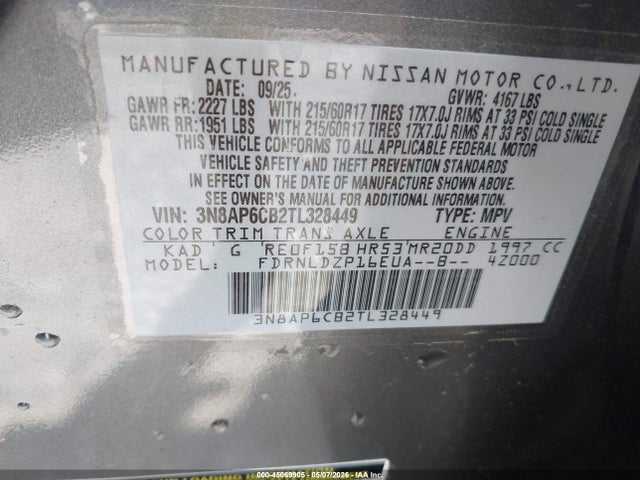 Aukcja sprzedaży 2026 Nissan Kicks Sv, vin: 3N8AP6CB2TL328449, numer aukcji: 45069905
