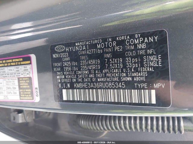 Продажа на аукционе авто 2024 Hyundai Kona Limited, vin: KM8HE3A36RU085345, номер лота: 45069912