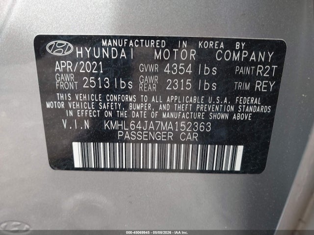 Hyundai SONATA SEL 2021 KMHL64JA7MA152363 Image 9