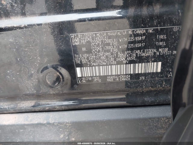 45069970 :رقم المزاد ، 2T3MWRFV0NW131469 vin ، 2022 Toyota Rav4 Hybrid Le مزاد بيع