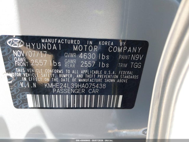 KMHE24L39HA075438 Hyundai Sonata Hybrid Se