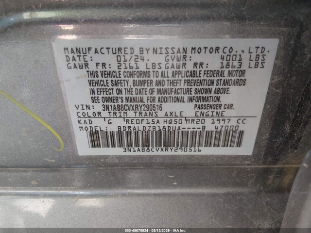 Aukcja sprzedaży 2024 Nissan Sentra Sv Xtronic Cvt, vin: 3N1AB8CVXRY290516, numer aukcji: 45070024