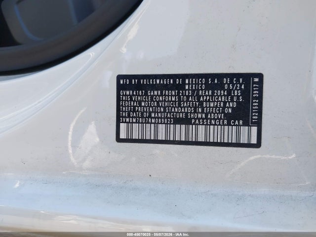 Auction sale of the 2024 Volkswagen Jetta 1.5t Sport, vin: 3VWBM7BU7RM089823, lot number: 45070025