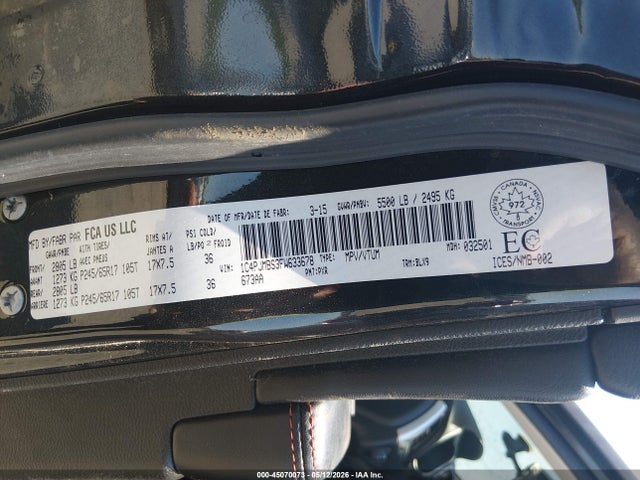 Aukcja sprzedaży 2015 Jeep Cherokee Trailhawk, vin: 1C4PJMBS3FW633678, numer aukcji: 45070073