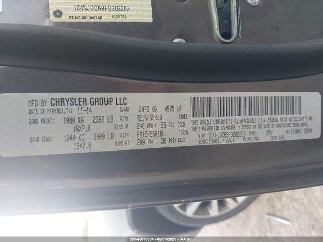 Jeep Compass Limited 2015 1C4NJDCB9FD202263 Image 9