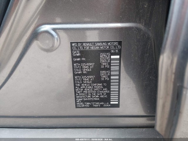 Aukcja sprzedaży 2015 Nissan Rogue Sv, vin: KNMAT2MV1FP578914, numer aukcji: 45070111