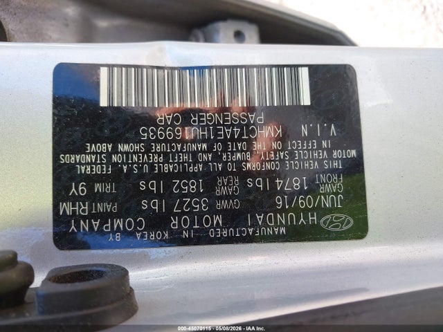 Aukcja sprzedaży 2017 Hyundai Accent Se, vin: KMHCT4AE1HU169935, numer aukcji: 45070115