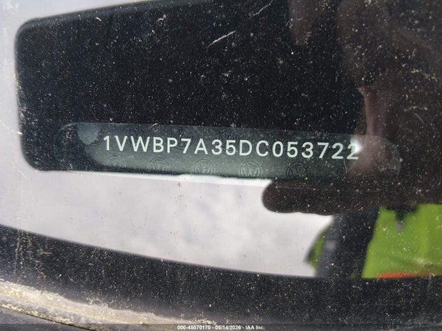 45070170 :رقم المزاد ، 1VWBP7A35DC053722 vin ، 2013 Volkswagen Passat 2.5l Se مزاد بيع