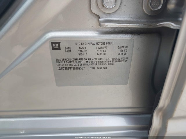 Продажа на аукционе авто 2008 Cadillac Cts Standard, vin: 1G6DS57V180162387, номер лота: 45070175