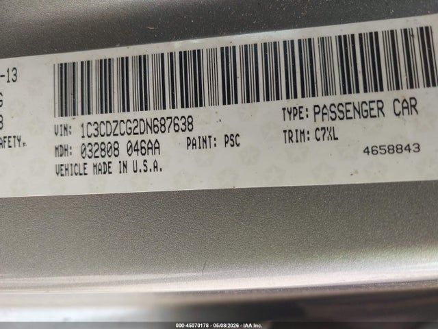 Продаж на аукціоні авто 2013 Dodge Avenger Sxt, vin: 1C3CDZCG2DN687638, номер лоту: 45070178