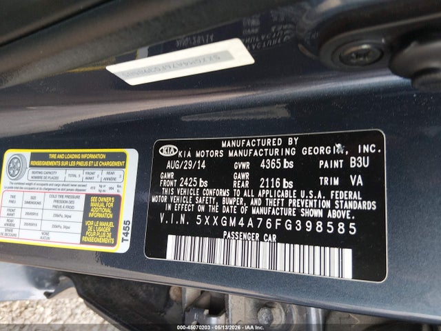 Aukcja sprzedaży 2015 Kia Optima Lx, vin: 5XXGM4A76FG398585, numer aukcji: 45070203