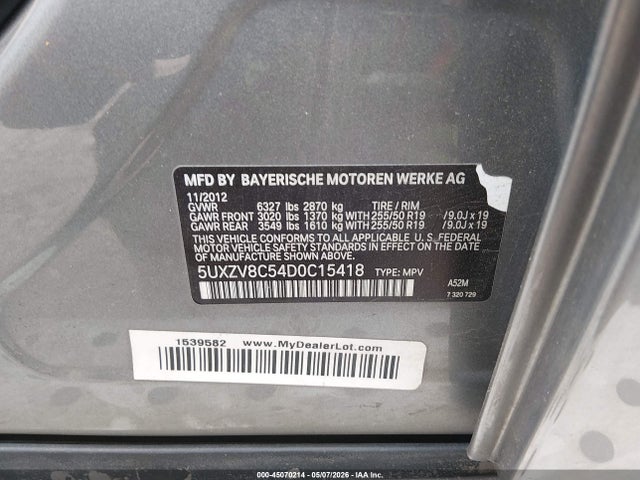Продажа на аукционе авто 2013 Bmw X5 Xdrive50i, vin: 5UXZV8C54D0C15418, номер лота: 45070214