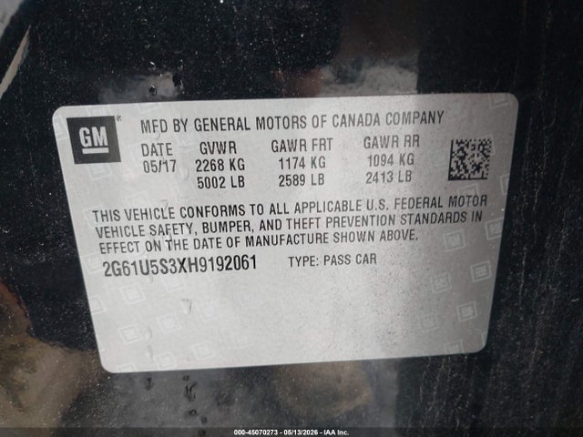 Продажа на аукционе авто 2017 Cadillac Xts W20 Livery Package, vin: 2G61U5S3XH9192061, номер лота: 45070273