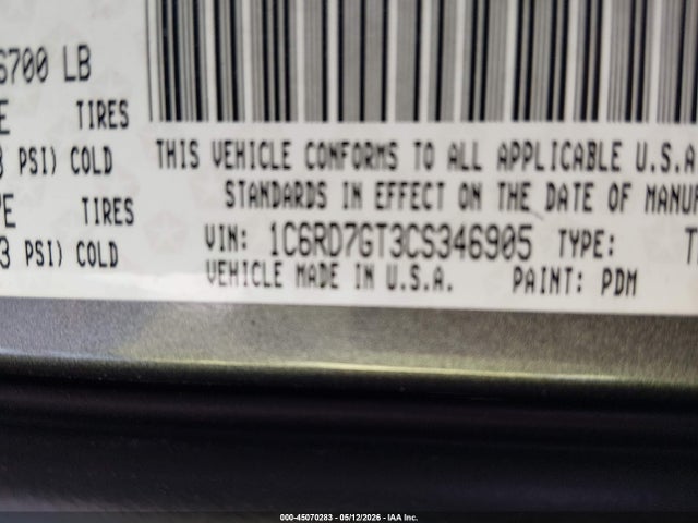 Продаж на аукціоні авто 2012 Ram 1500 Slt, vin: 1C6RD7GT3CS346905, номер лоту: 45070283