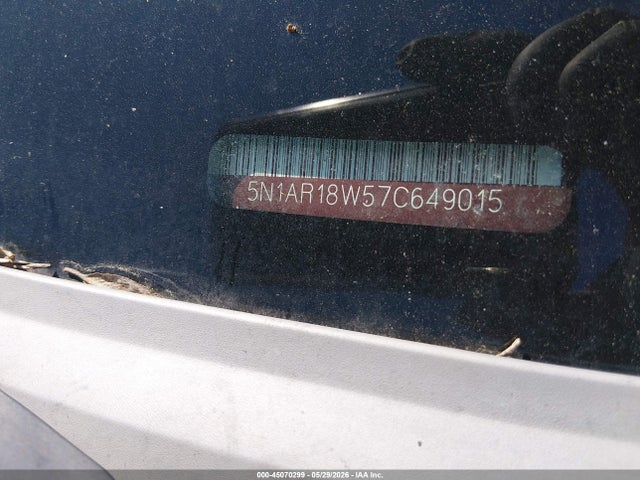 45070299 :رقم المزاد ، 5N1AR18W57C649015 vin ، 2007 Nissan Pathfinder Se مزاد بيع