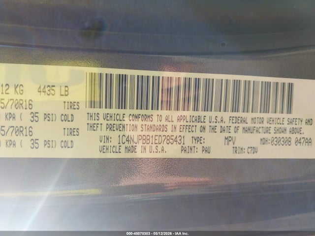 Auction sale of the 2014 Jeep Patriot Sport, vin: 1C4NJPBB1ED785431, lot number: 45070303