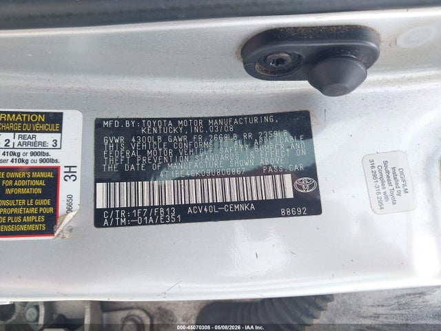 Aukcja sprzedaży 2009 Toyota Camry, vin: 4T1BE46K09U806867, numer aukcji: 45070308