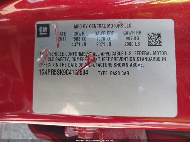 Продажа на аукционе авто 2012 Buick Verano Convenience Group, vin: 1G4PR5SK9C4103684, номер лота: 45070328