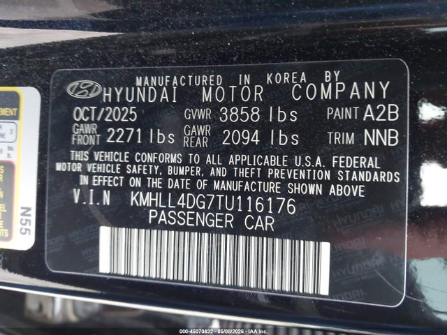 Aukcja sprzedaży 2026 Hyundai Elantra Se, vin: KMHLL4DG7TU116176, numer aukcji: 45070432