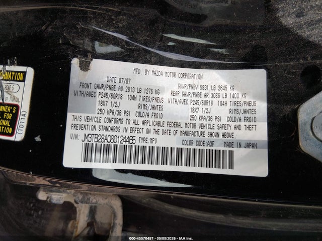 Aukcja sprzedaży 2008 Mazda Cx-9 Sport, vin: JM3TB28A080124465, numer aukcji: 45070457
