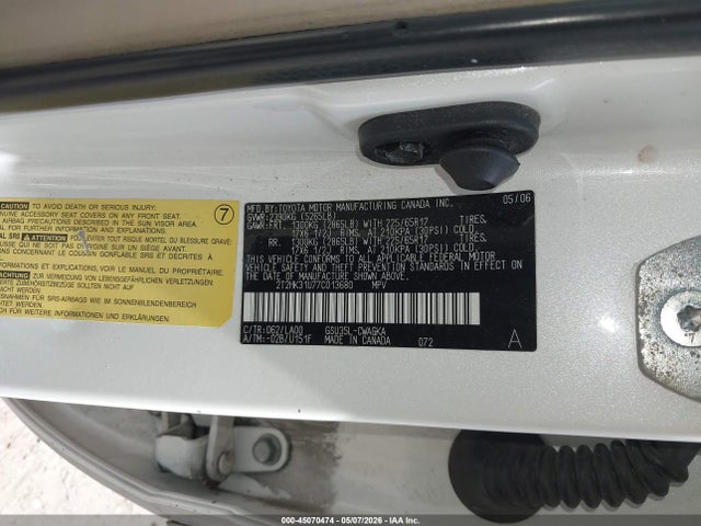 45070474 :رقم المزاد ، 2T2HK31U77C013680 vin ، 2007 Lexus Rx 350 مزاد بيع