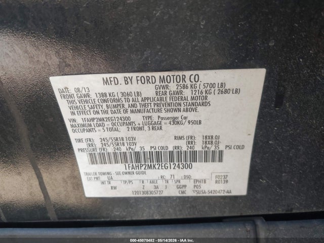 Продаж на аукціоні авто 2014 Ford Police Interceptor, vin: 1FAHP2MK2EG124300, номер лоту: 45070482