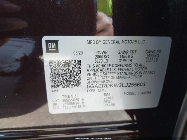 Продаж на аукціоні авто 2020 Buick Enclave Fwd Avenir, vin: 5GAERDKW3LJ255603, номер лоту: 45070483