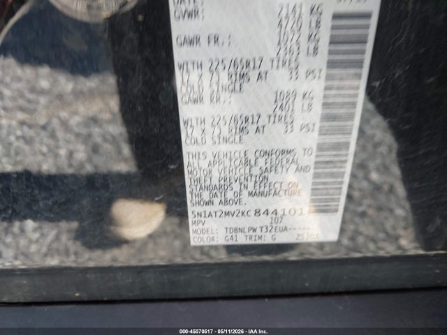 Продажа на аукционе авто 2019 Nissan Rogue S, vin: 5N1AT2MV2KC844101, номер лота: 45070517
