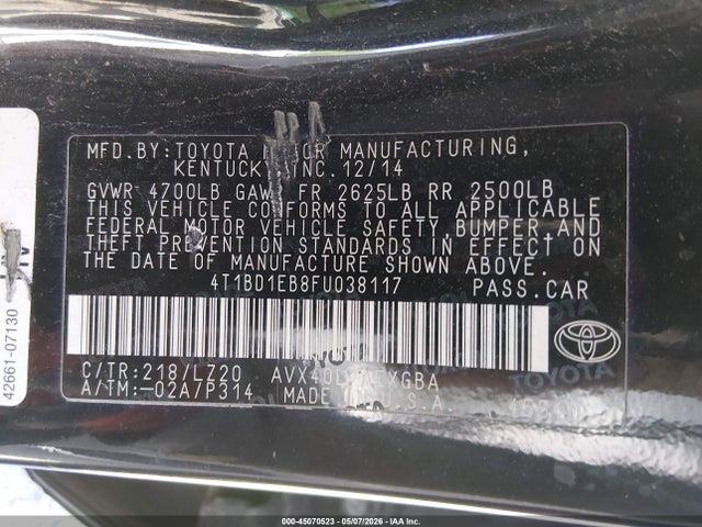 Aukcja sprzedaży 2015 Toyota Avalon Hybrid Xle Premium, vin: 4T1BD1EB8FU038117, numer aukcji: 45070523