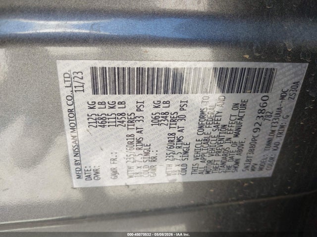 45070532 :رقم المزاد ، 5N1BT3BB0PC923860 vin ، 2023 Nissan Rogue Sv Intelligent Awd مزاد بيع